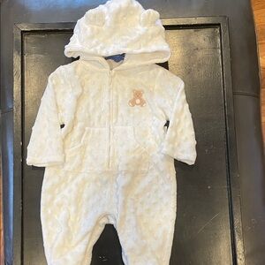 Adorable White Bear Hooded Baby Footie